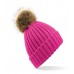 Beechfield  B412 Fur Pom Pom Chunky Beanie Beechfield  B412 Fur Pom Pom Chunky Beanie