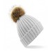 Beechfield  B412 Fur Pom Pom Chunky Beanie Beechfield  B412 Fur Pom Pom Chunky Beanie