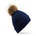 Beechfield  B412 Fur Pom Pom Chunky Beanie Beechfield  B412 Fur Pom Pom Chunky Beanie